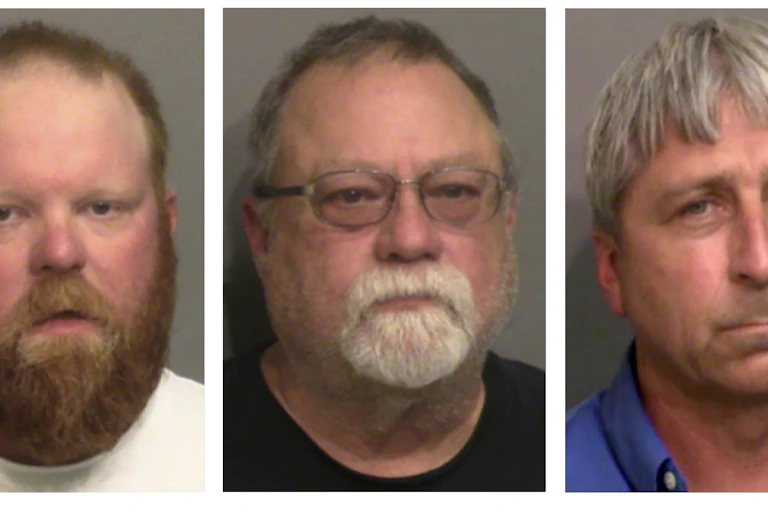 Booking photos of the three men accused over the death of unarmed Black jogger Ahmaud Arbery.