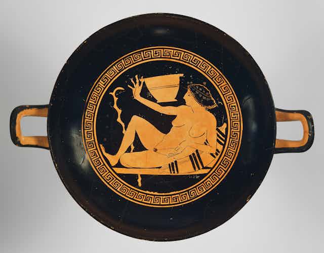 A naked woman on Ancient Greek pottery