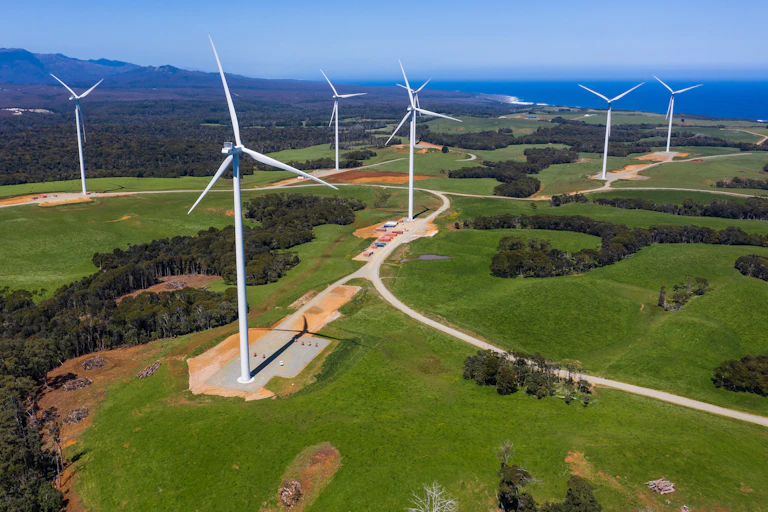 Aerial view of wind farm