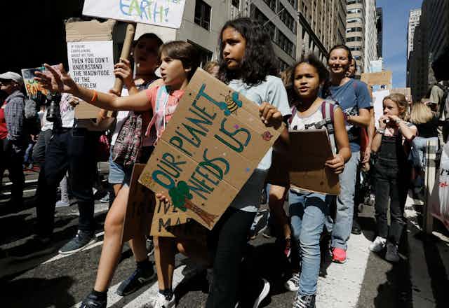Children protest against the climate crisis
