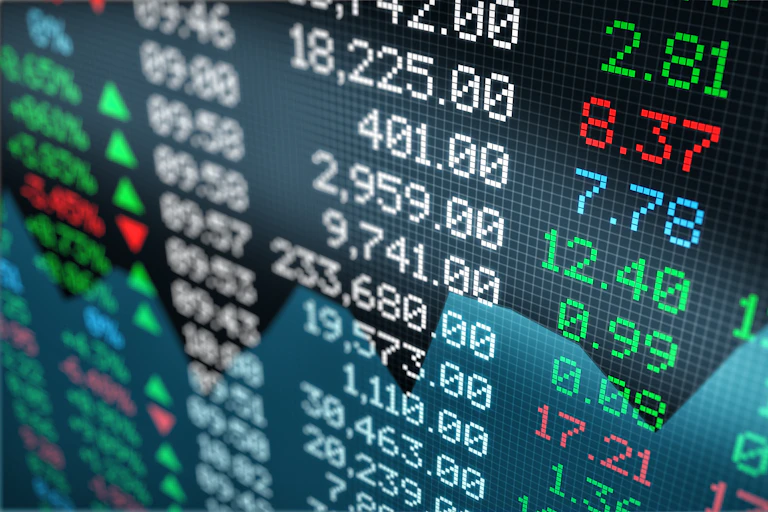 Close-up view of stock exchange data