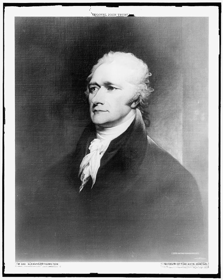 A head-and-shoulders portrait of Alexander Hamilton.