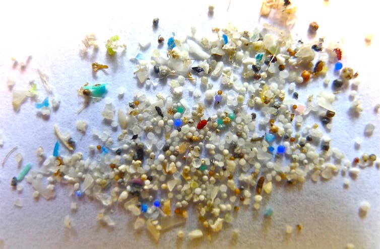 A heap of small plastic particles