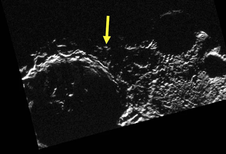 Black and white image of the moon's surface