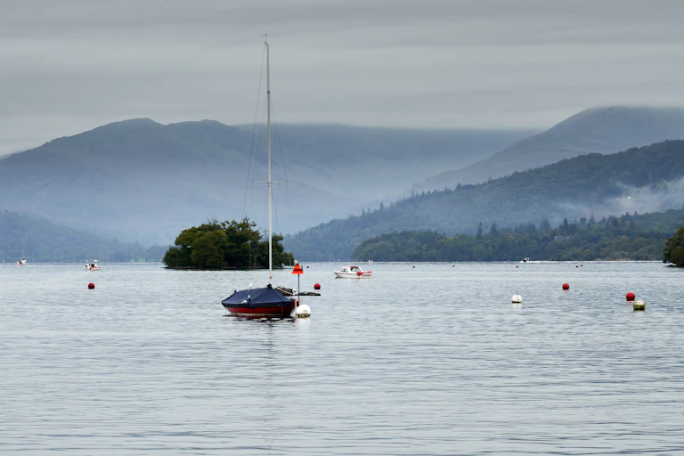 A boat on a calm lake