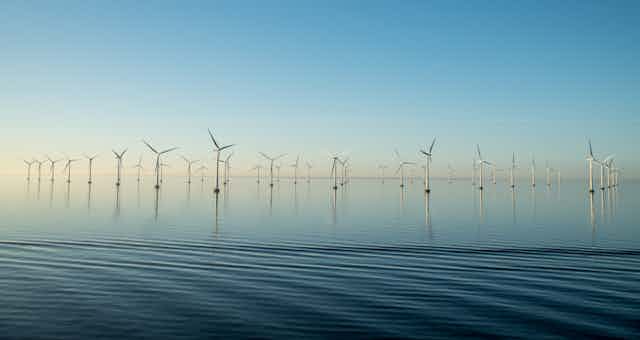 offshore wind turbines in very flat sea