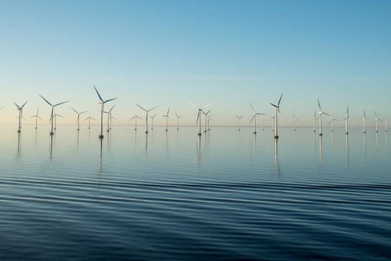 offshore wind turbines in very flat sea