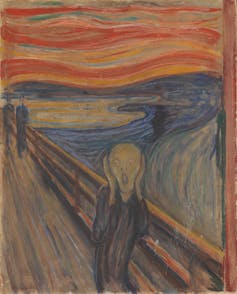 Painting of a screaming person.