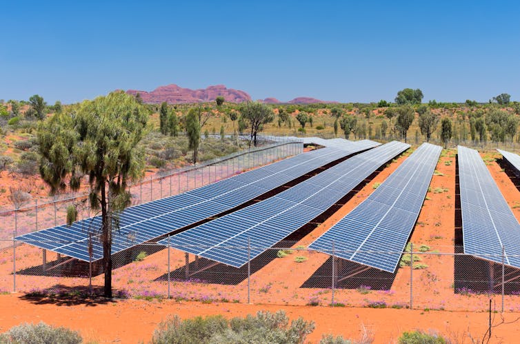 solar farm in arid landscape
