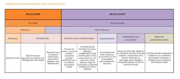 Tableau typologique des « personnes placées sous-main de justice ».