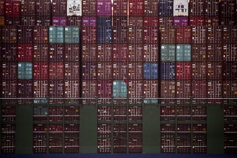 Big stack of containers