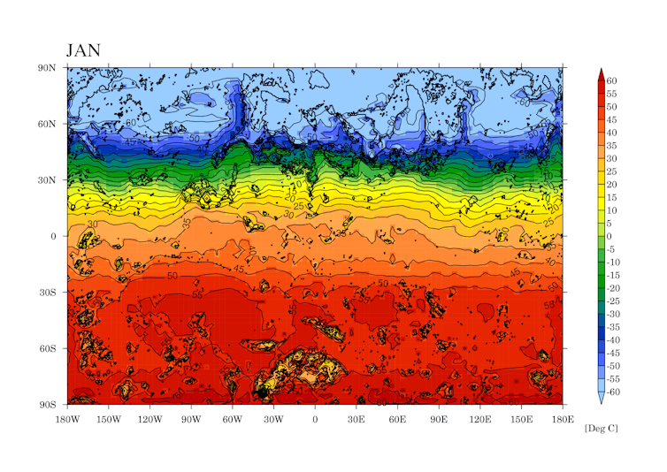 Temperatures on Arrakis showed on a rainbow-colored gif