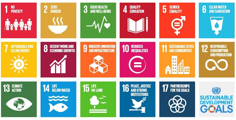 Graphic showing the 17 Sustainable Development Goals.