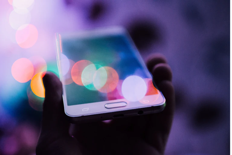 Hand holding a mobile phone