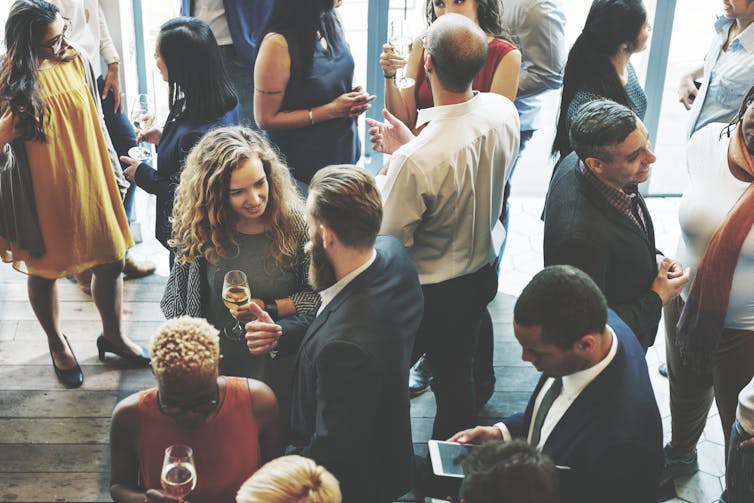 People close together at a business meeting