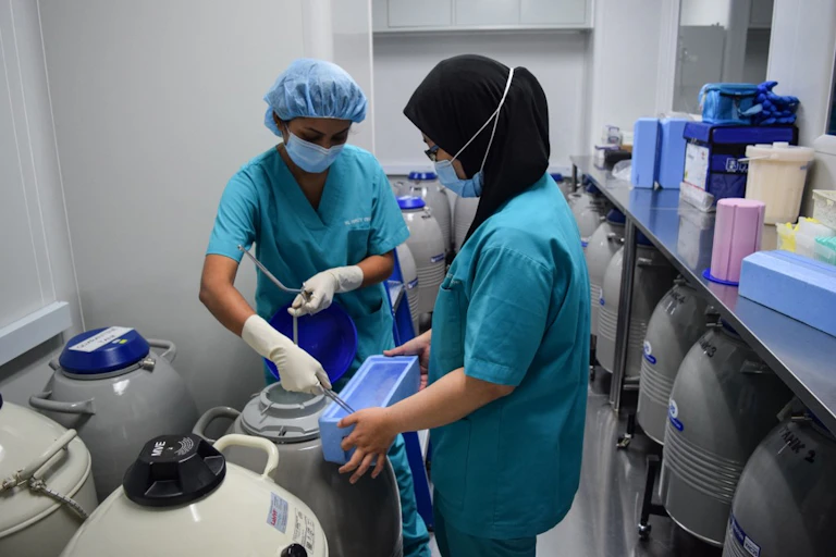 Staff at the KL Fertility Centre in Kuala Lumpur demonstrate part of the egg freezing procedure.
