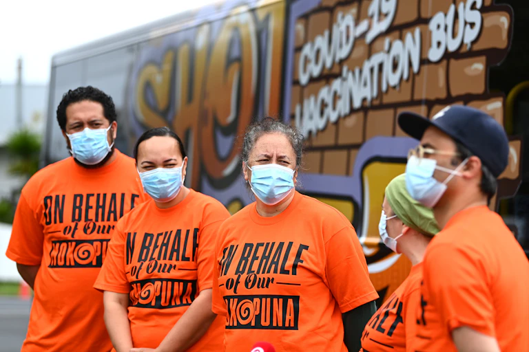 Doctors during a mobile vaccination campaign