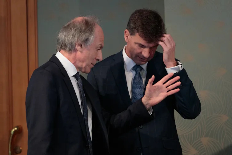 two men talking