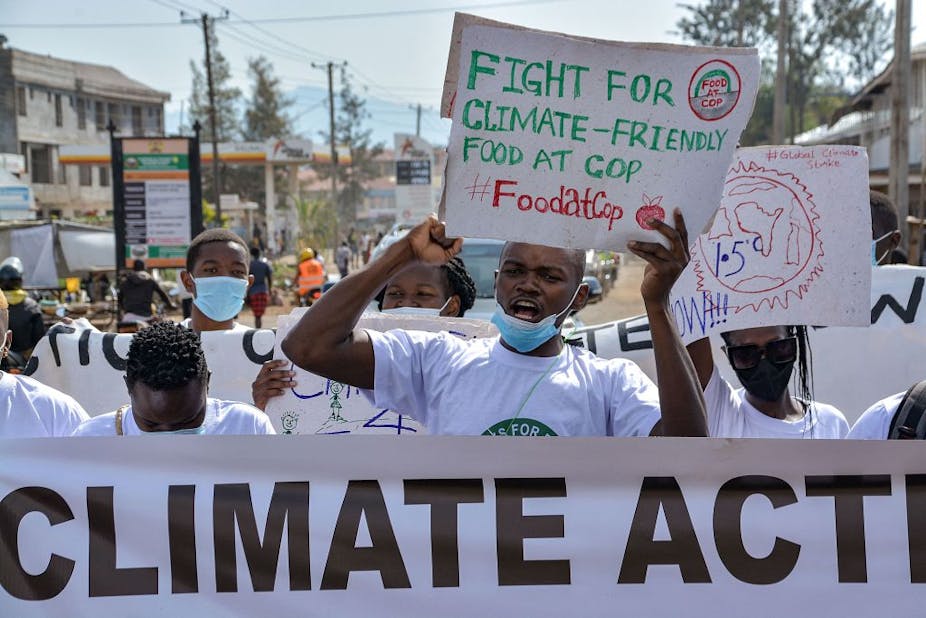 Youth environmental activists take part in a walk to demand for Climate Justice on in Kenya. 