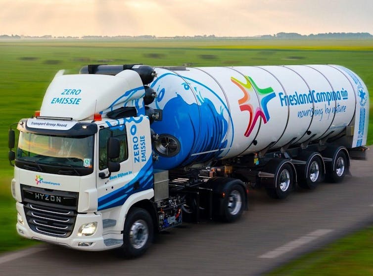 A hydrogen-powered truck.