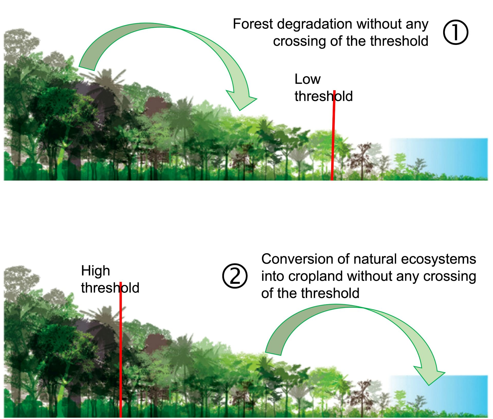 Efeitos da seleção de limiar nas percepções de desmatamento e degradação