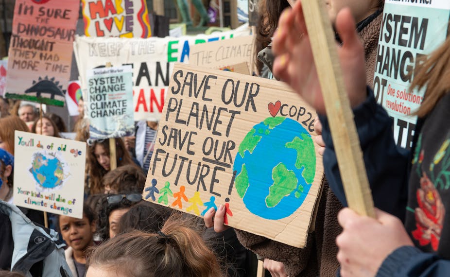 Young people protesting against climate change.