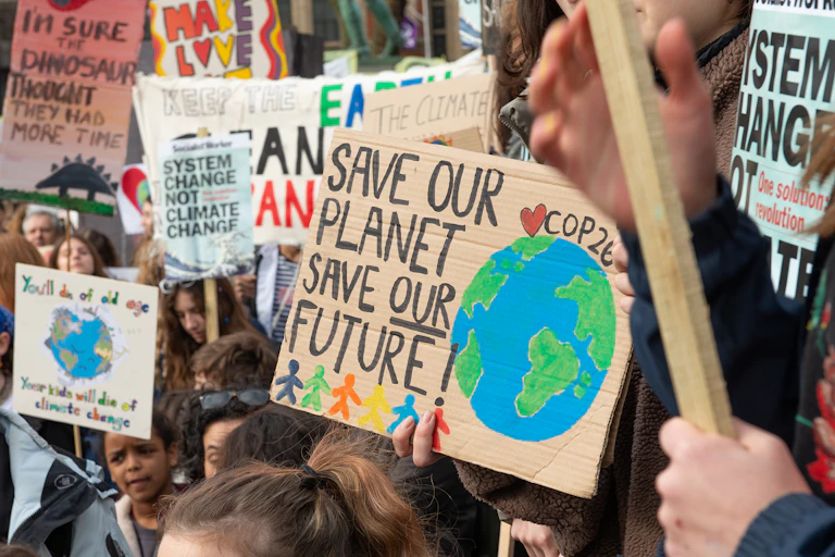 Young people protesting against climate change.
