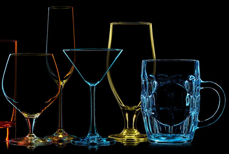 Silhouettes of various drinks glasses