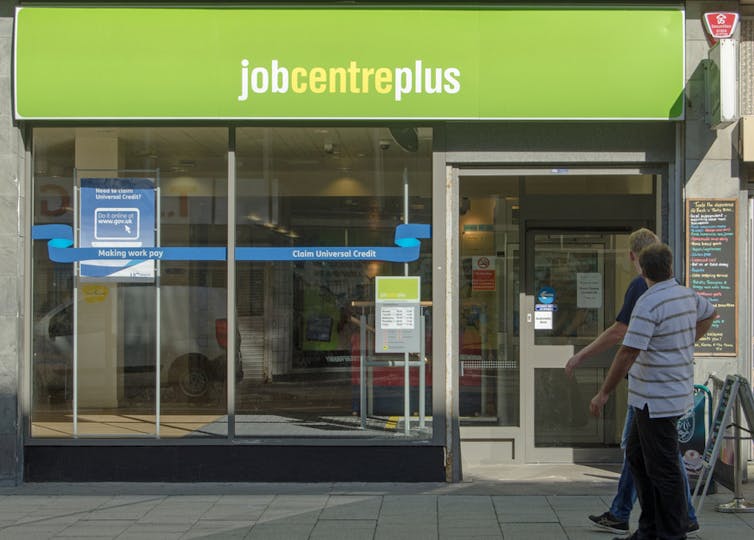 People standing outside a job centre