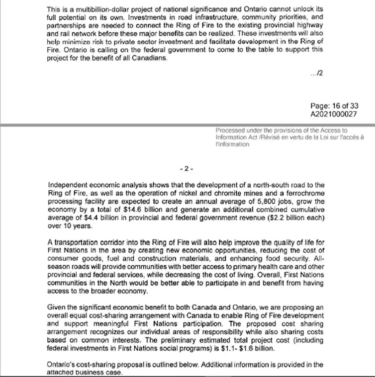 A screenshot of Freedom of Information documents