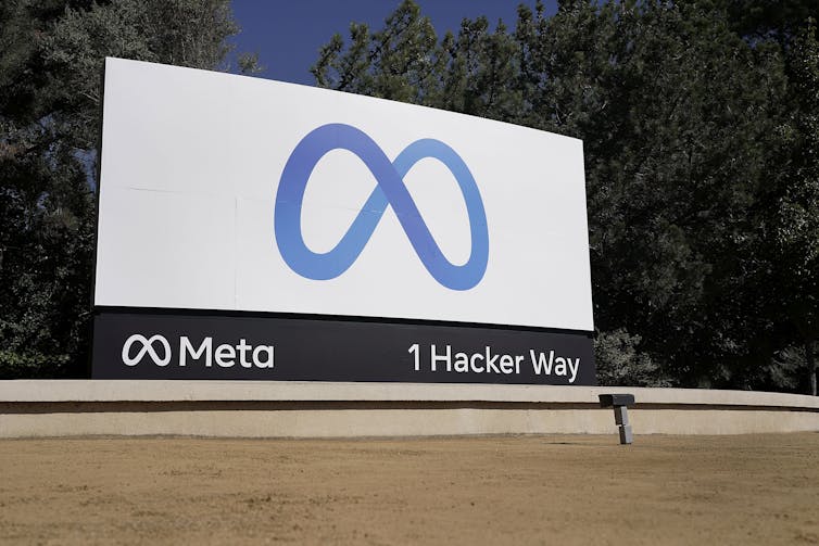 Sign bearing the new brand outside Meta's headquarters