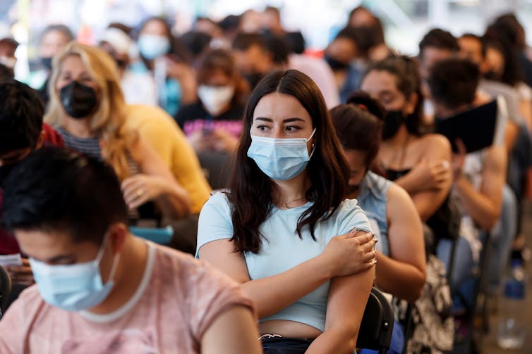 People in Mexico City receiving their COVID-19 vaccine
