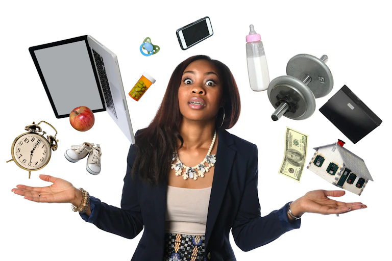 Women juggling all her responsibilities