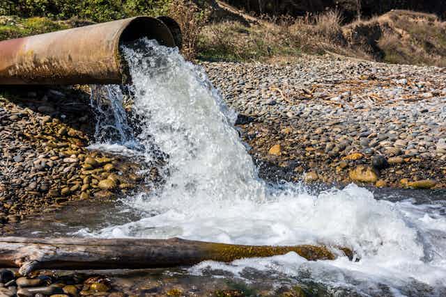 A pipe discharging wastewater.