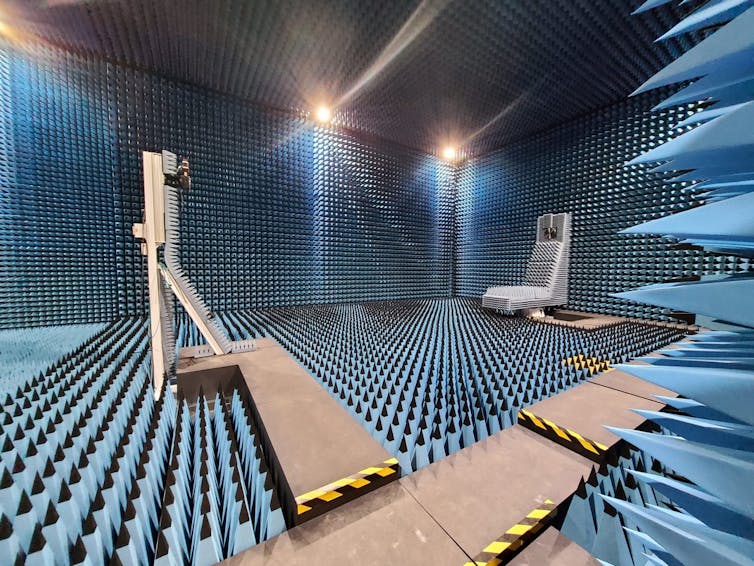 The TechLab antenna chamber at the The University of Technology Sydney is being used to test communication signals which will be critical to this mission.