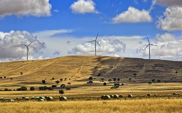 Turbines on a hill