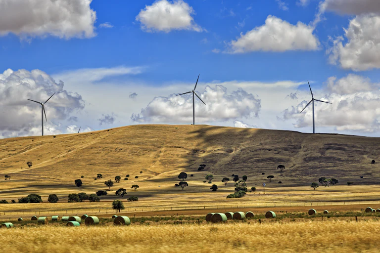 Turbines on a hill