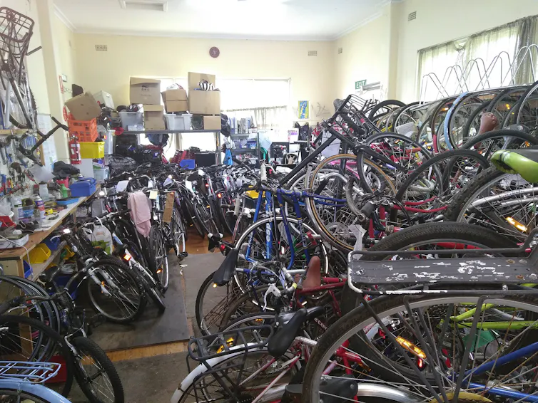 Bikes in an Australian community bike workshop.