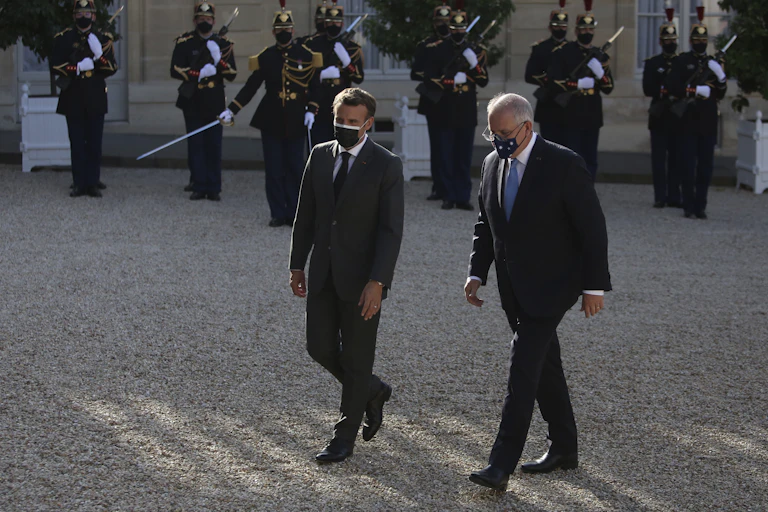 Emmanuel Macron and Scott Morrison