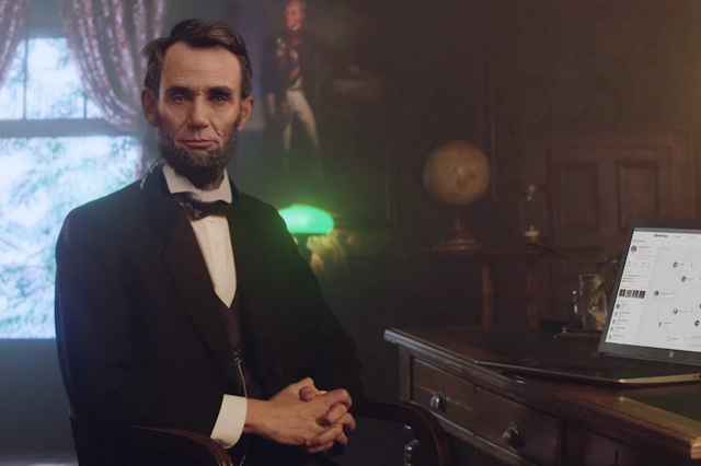 Abraham Lincoln in a suit.