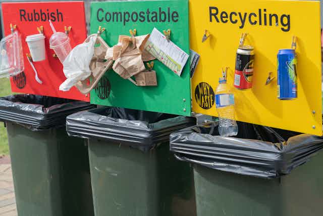 Recycling and rubbish bins