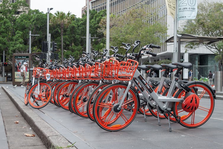 A stand of share bicycles.