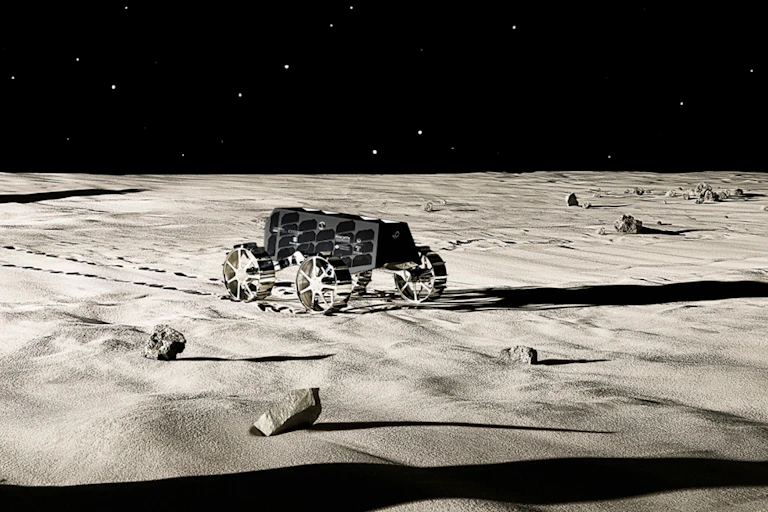 Illustration of rover on the Moon