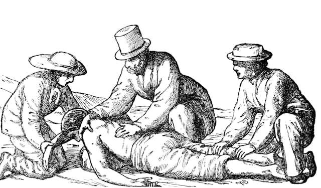 Victorian drawing of man being resuscitated