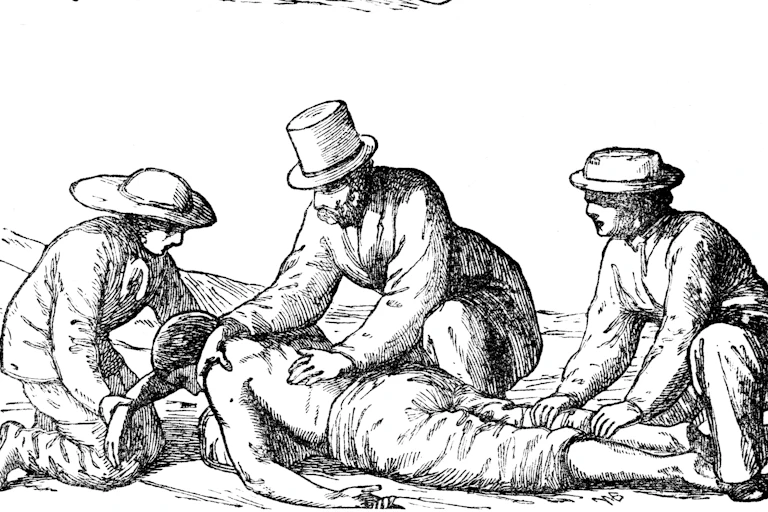 Victorian drawing of man being resuscitated