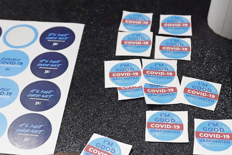A selection of vaccination stickers