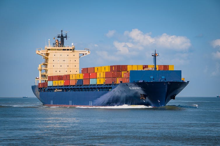 A ship carrying containers