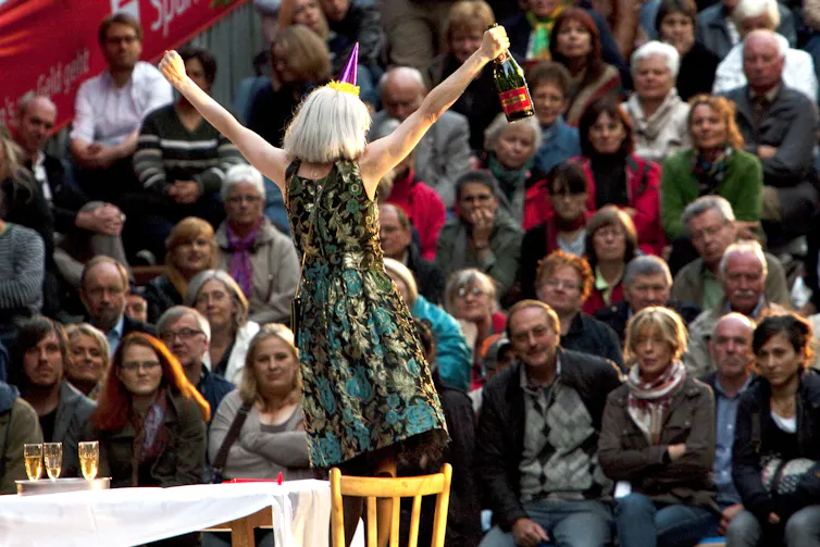a theatre performance of Theater an der Ruhr in Raffelpark, Germany,