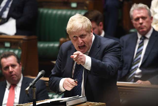 Boris Johnson speaking in a heated exchange in the House of Commons. 