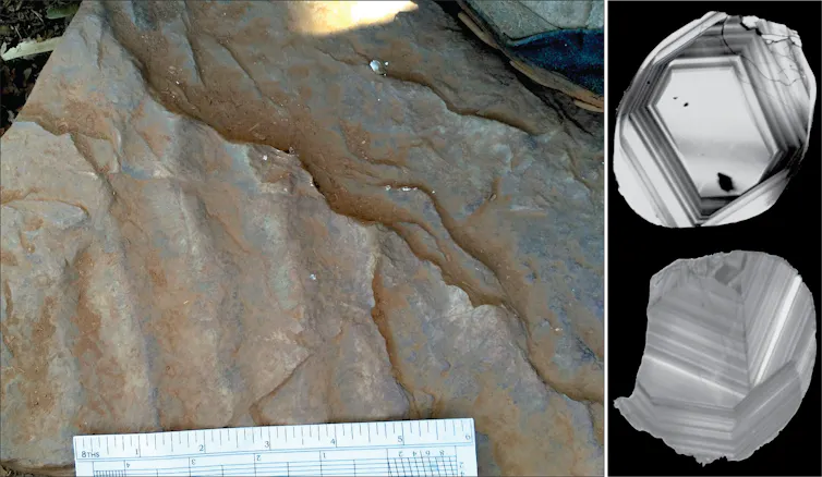 Sandstone and zircon grains